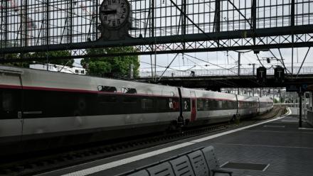 Un TGV à quai à la gare Saint-Jean déserte, lors d'une grève nationale à la SNCF, le 10 juin 2026 à Bordeaux