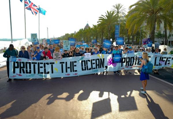 Une Marche Bleue sur la Promenade des Anglais à Nice avant la Conférence des Nations unies sur les océans (Unoc3), le 7 juin 2025
