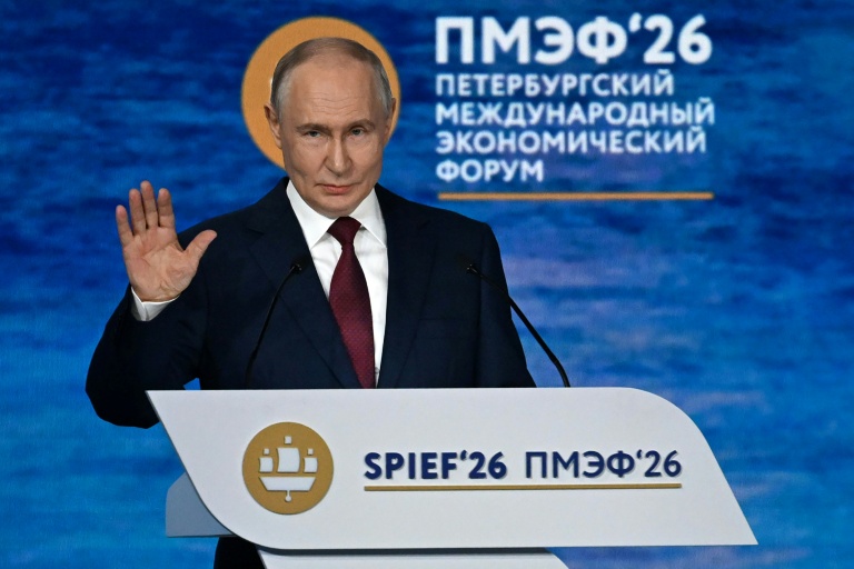 Le président russe Vladimir Poutine au Forum économique international de Saint-Pétersbourg (SPIEF), le 5 juin 2026 en Russie