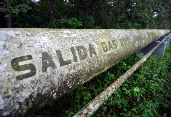Un gazoduc de l'entreprise publique mexicaine Pemex sur la commune d'Emiliano Zapata, dans l'État de Veracruz, le 11 avril 2026