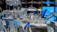 Un concept car transparent de voiture électrique Denza Z, au Mondial de l'automobile à Paris, le 12 octobre 2026