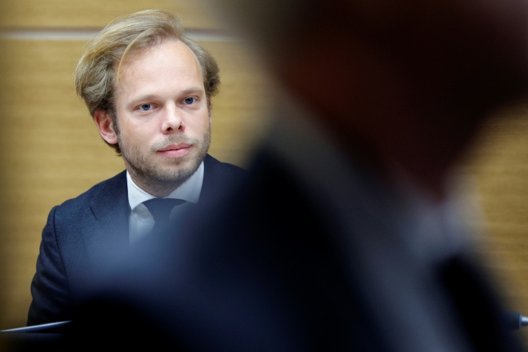 Le député Charles Alloncle lors des auditions de la commission d'enquête sur l'audiovisuel public à l'Assemblée nationale à Paris, le 8 avril 2026