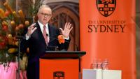 Le Premier ministre australien Anthony Albanese lors d'un discours à l'Université de Sydney, le 15 juillet 2026