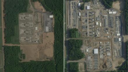 Le site de la centrale à gaz de xAI près de Memphis entre juillet 2025 et juillet 2026, selon des images satellites de Planet Labs