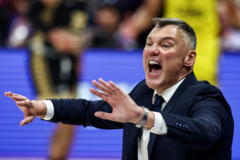 L'entraîneur de Fenerbahçe Sarunas Jasikevicius, lors de la finale d'Euroligue, le 25 mai 2025 à Abou Dhabi