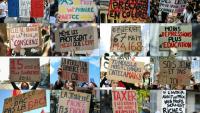 Pancartes de manifestants brandies lors de la mobilisation lycéenne et étudiante entre le 6 et le 13 octobre 2026 dans plusieurs villes de France