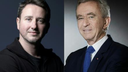 Combo photo avec l'économiste Gabriel Zucman et le milliardaire Bernard Arnault qui s'oppose à son idée de taxe sur les plus hauts patrimoines, le 20 septembre 2025