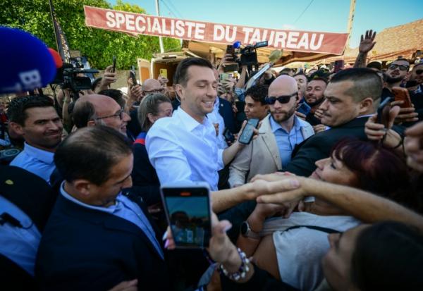Le président du Rassemblement national, Jordan Bardella, à la foire de Beaucroissant en Isère, le 11 septembre 2026