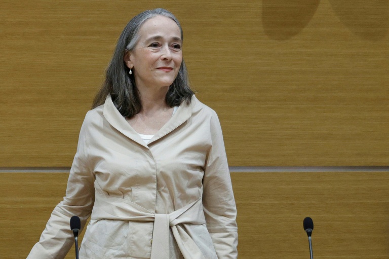 La présidente de France Télévisions Delphine Ernotte Cunci à Paris le 8 avril 2026
