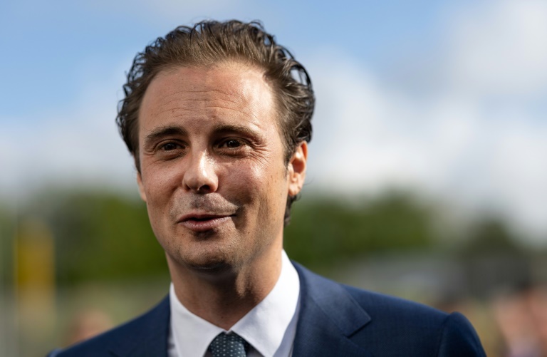 Cyrille Bolloré, PDG du groupe Bolloré, le 17 mai 2024 à Ergue-Gaberic (Finistère)