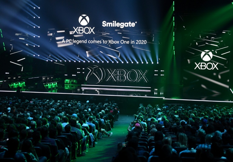Lors de l'annonce d'un partenariat entre Microsoft Xbox et l'entreprise de jeux vidéo Smilegate, en amont du salon E3 à Los Angeles, le 9 juin 2019