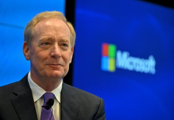 Le président de Microsoft Brad Smith le 30 avril 2025 à Bruxelles