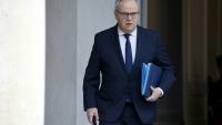 François-Noël Buffet, alors ministre délégué auprès du ministre de l'Intérieur, à la sortie de l'Elysée, le 26 mars 2025 à Paris