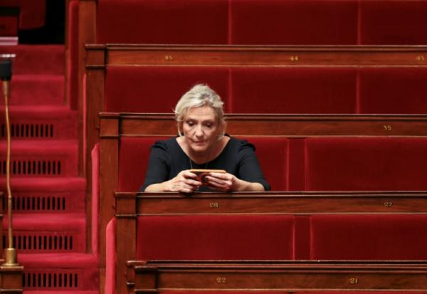 La présidente du groupe RN à l'Assemblée nationale Marine Le Pen le 23 juin 2026 à Paris