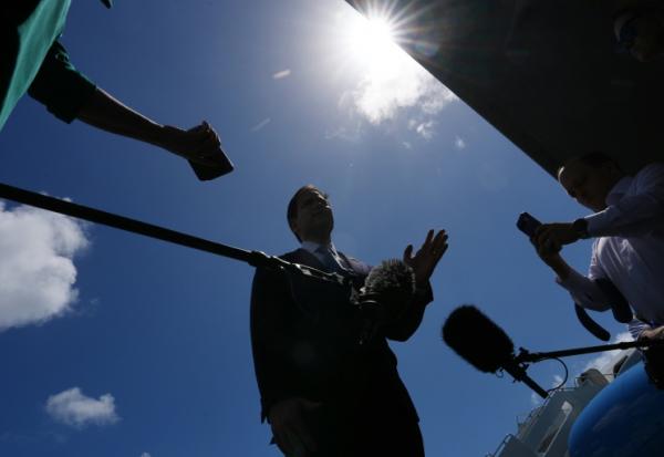 Le secrétaire américain Marco Rubio avant de prendre l'avion à Homestead, en Floride, le 21 mai 2026, pour se rendre à une réunion des ministres des Affaires étrangère de l'Otan en Suède