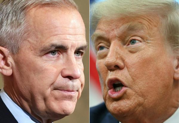 Photomontage réalisé le 30 juin 2025 du Premier ministre canadien Mark Carney et du président américain Donald Trump