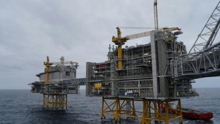 Deux plateformes en mer du Nord, à 140 kilomètres à l'ouest de Stavanger, en Norvège, le 3 décembre 2019