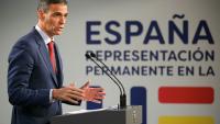 Le Premier ministre espagnol Pedro Sanchez lors d'une conférence de presse dans le cadre de la réunion du Conseil européen des 27 dirigeants de l'UE à Bruxelles, le 23 octobre 2025