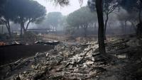 Des bateaux fondus sont visibles au barrage de San Juan après qu'un incendie de forêt a ravagé la région, à 65 kilomètres au sud-ouest de Madrid, le 28 juillet 2026