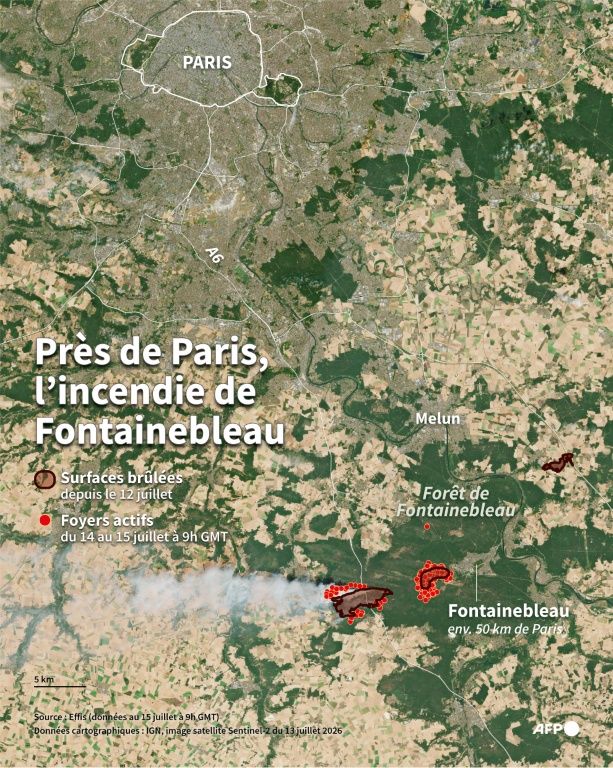 Près de Paris, l'incendie de Fontainebleau