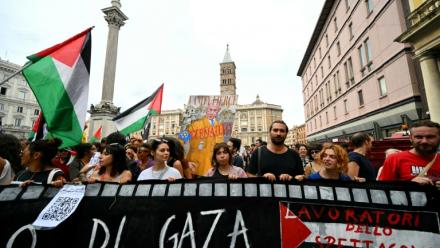 Marche en solidarité avec les Palestiniens de Gaza, à Rome, le 22 septembre 2025