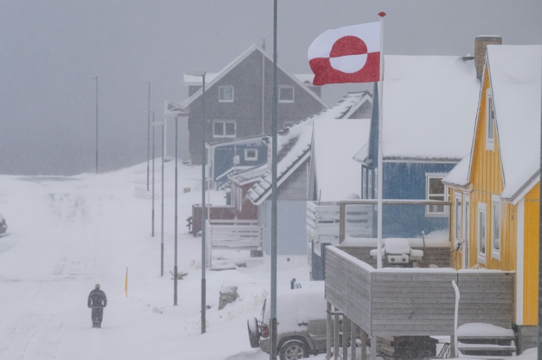 Le drapeau groenlandais à Nuuk, le 19 janvier 2026