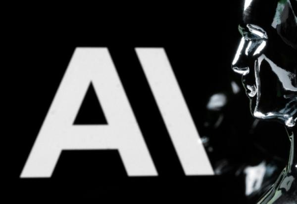 Le logo de l'entreprise américaine Anthropic, qui produit le modèle d'intelligence artificielle Claude, le 13 février 2026 à Paris 