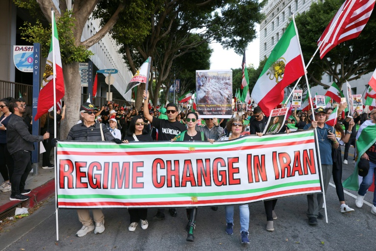 Manifestation contre le régime iranien, à Los Angeles aux Etats-Unis le 18 janvier 2026