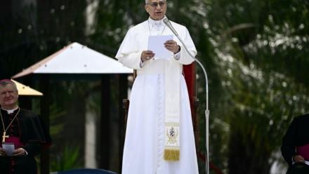 Le pape Léon XIV à Acerra, près de Naples, le 23 mai 2026