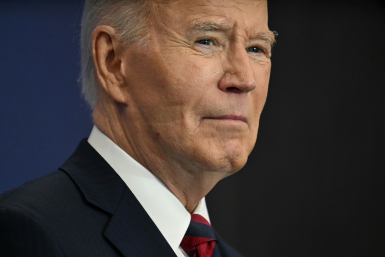 L'ex-président américain Joe Biden, le 10 décembre 2024 à l'Institut Brookings, à Washington