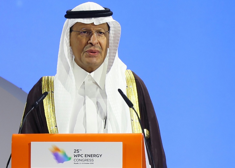 Le ministre saoudien de l'Energie, Abdulaziz ben Salmane, s'exprime lors d'une conférence sur l'énergie à Ryad, le 12 octobre 2026
