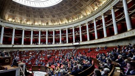 Vue générale de l'Assemblée nationale, à Paris le 2 décembre 2024