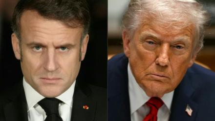 Montage photos du 18 janvier 2026 montrant le président français Emmanuel Macron (g) et le président américain Donald Trump