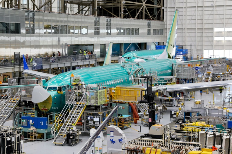 Des Boeing 737 MAX sur une ligne d'assemblage à l'usine de Renton, le 25 juin 2024 dans l'Etat de Washington