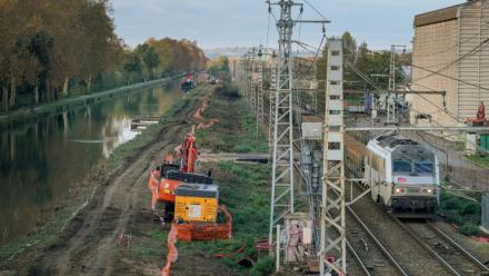 Chantier de la ligne à grande vitesse du Sud-Ouest le 11 novembre 2024 à Saint-Jory