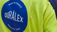Logo de l'entreprise à l'usine Duralex de La Chapelle-Saint-Mesmin, près d'Orléans (Loiret) le 31 juillet 2024.