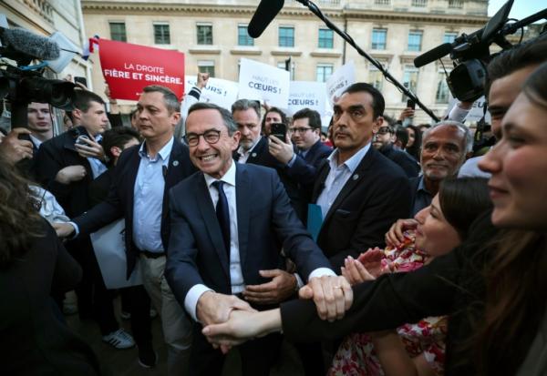 Le ministre de l'Intérieur Bruno Retailleau, élu à la tête de LR, à Paris le 18 mai 2025
