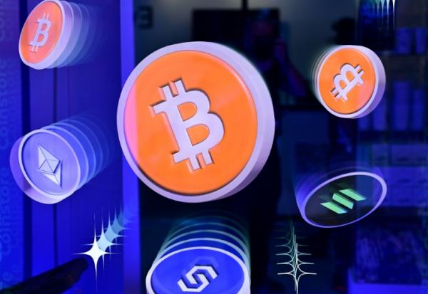 Logos du bitcoin et d'autres crypto-monnaies