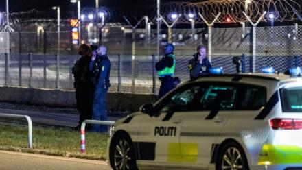 La police danoise à l'aéroport de Copenhague, à Kastrup, près de Copenhague, le 22 septembre 2025