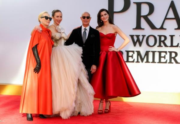 Meryl Streep, Emily Blunt, Stanley Tucci et Anne Hathaway pour l'avant-première mondiale de "Le diable s'habille en Prada 2" à New York, le 20 avril 2026 