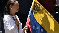 La dirigeante de l'opposition vénézuélienne Maria Corina Machado pendant une manifestation à Caracas, le 3 août 2024.