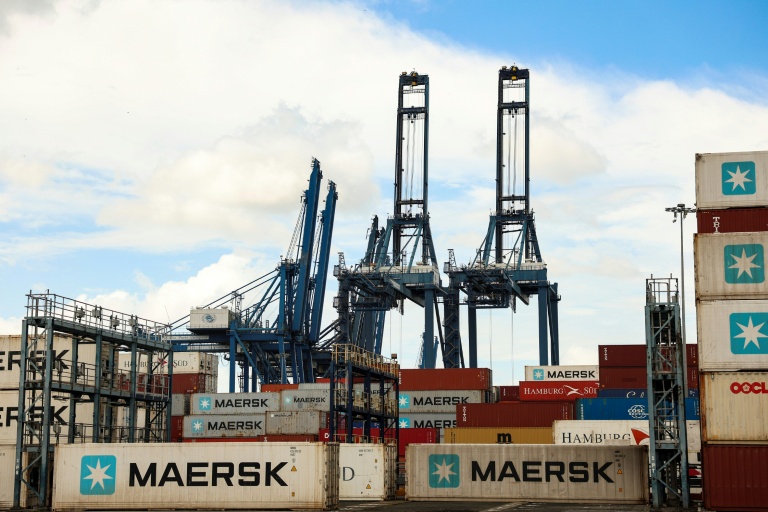 Des conteneurs au port de Balboa, géré par CK Hutchison Holdings, société basée à Hong Kong, à l'entrée du canal de Panama, le 23 février 2026 à Panama City