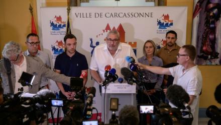 Le maire de Carcassonne Christophe Barthès donne une conférence de presse à Carcassonne le 9 septembre 2026