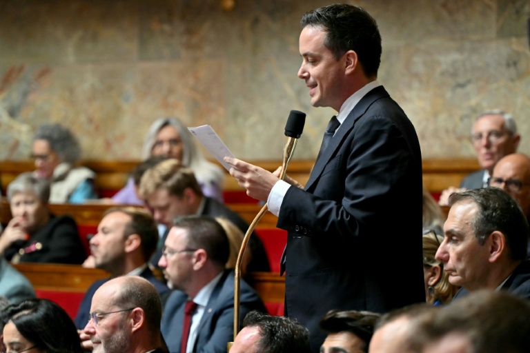 Le député RN Yoann Gillet lors de la journée réservée au RN à l'Assemblée nationale, le 8 octobre 2026 à Paris