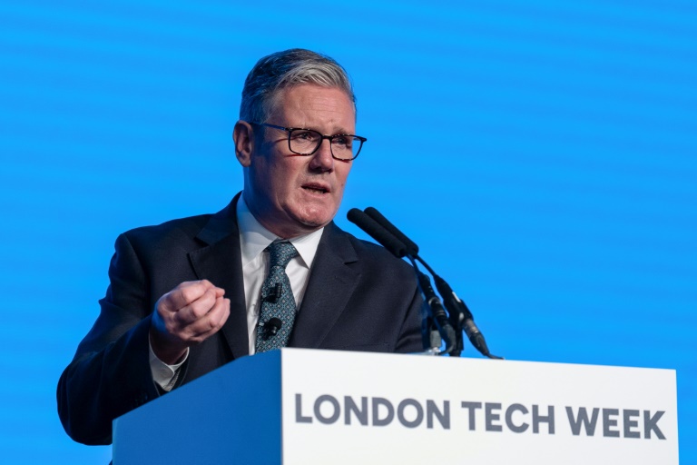 Le Premier ministre britannique Keir Starmer lors d'un discours à l'ouverture de la Tech Week à Londres, le 9 juin 2025