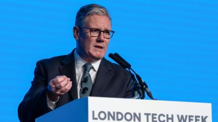 Le Premier ministre britannique Keir Starmer lors d'un discours à l'ouverture de la Tech Week à Londres, le 9 juin 2025