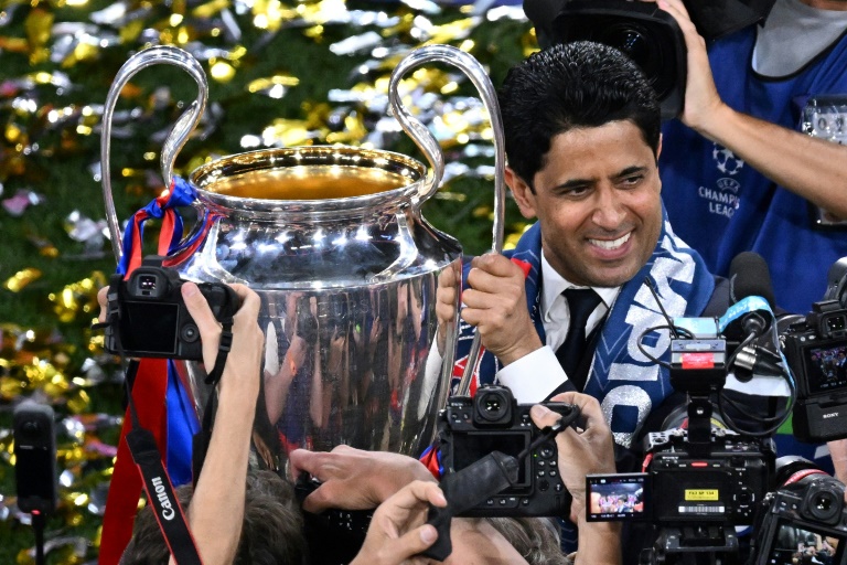 Nasser Al-Khelaïfi, patron du Paris SG et de BeIN, après la victoire parisienne en Ligue des Champions, le 31 mai 2025 à Munich