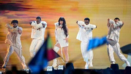 La chanteuse Essyla, représentant la Belgique, lors de la demi-finale de l'Eurovision à Vienne, en Autriche, le 12 mai 2026