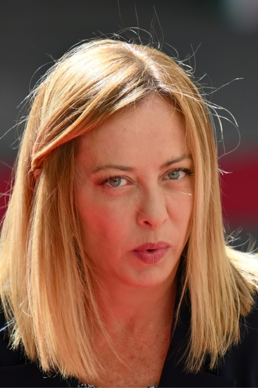 La Première ministre italienne Giorgia Meloni participe à une cérémonie de bienvenue au palais Chigi à Rome, le 3 juin 2025