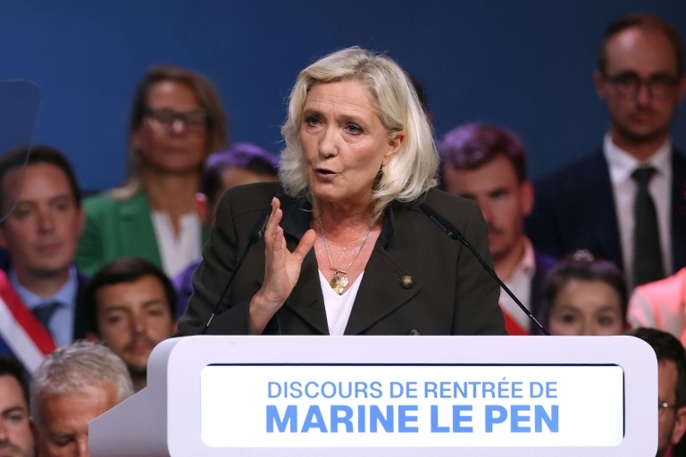 La candidate RN à la présidentielle Marine Le Pen lors de son discours de rentrée à Hénin-Beaumont, dans le Pas-de-Calais le 13 septembre 2026